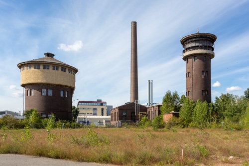 Zoom-In Wasser- und Rundturm, Schornstein Gaswerk Ost