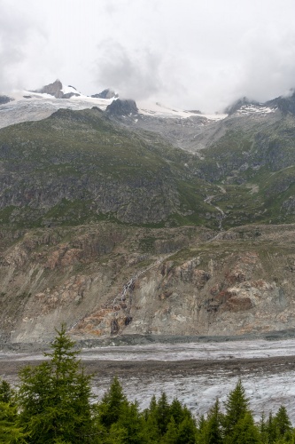 Blick ueber den Auslaeufer des Aletschgletschers